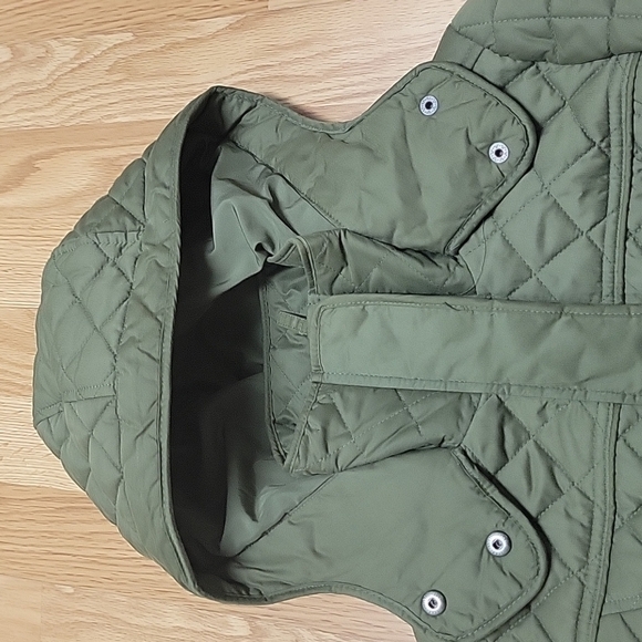Abercrombie & Fitch Hooded coat small Quilted army Green EUC - Picture 6 of 11